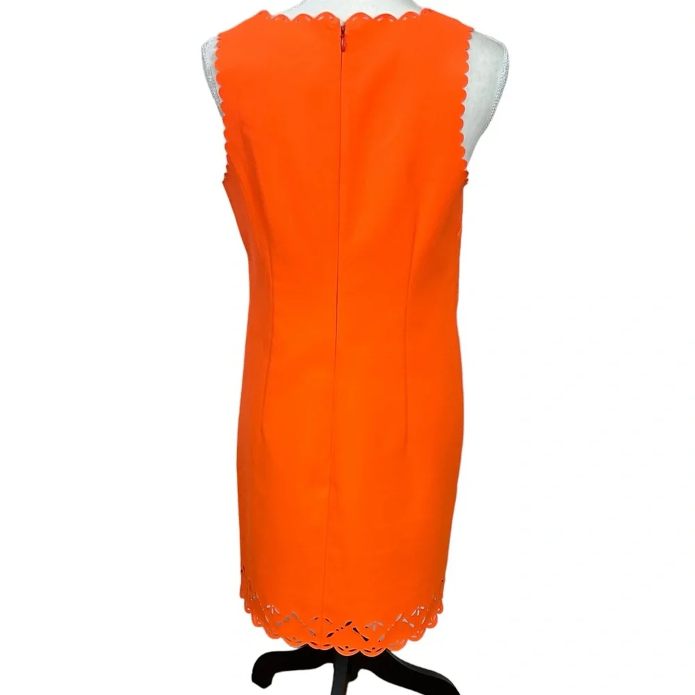 J. Crew bright orange shift dress laser cut
